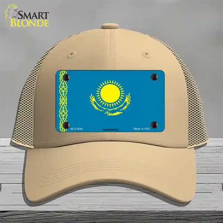 Kazakhstan Flag Novelty License Plate Hat Mesh / Khaki