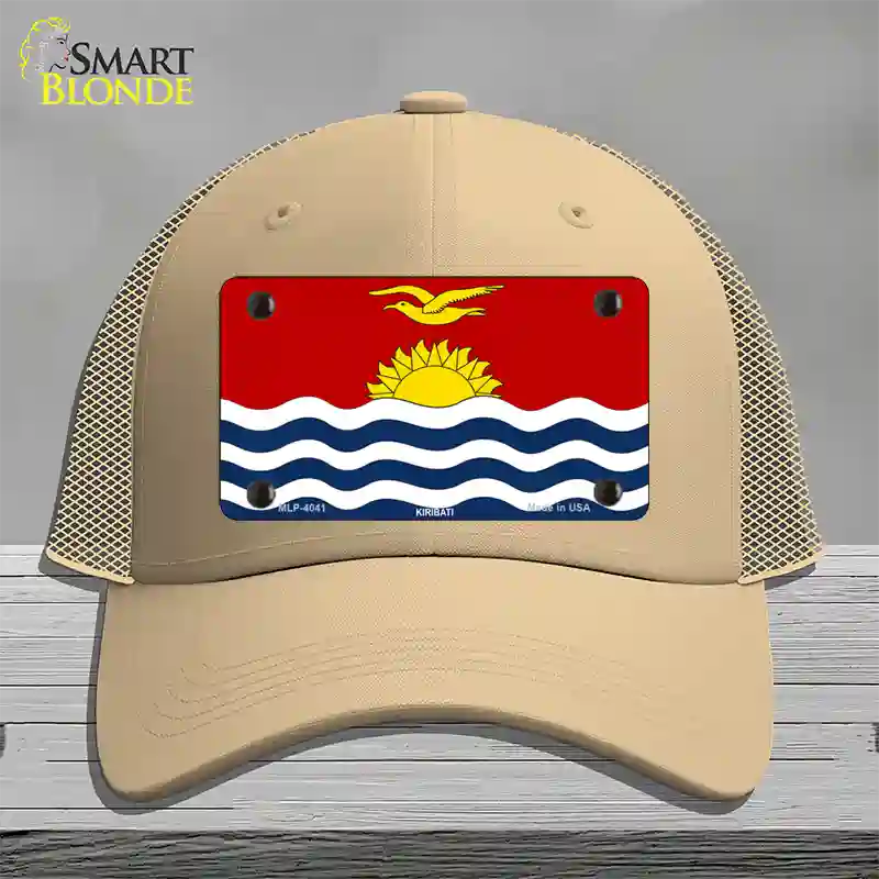 Kiribati Flag Novelty License Plate Hat Mesh / Khaki