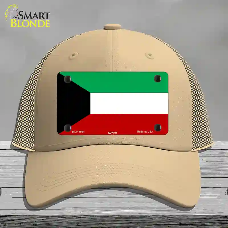 Kuwait Flag Novelty License Plate Hat Mesh / Khaki