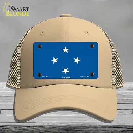 Micronesia Flag Novelty License Plate Hat Mesh / Khaki