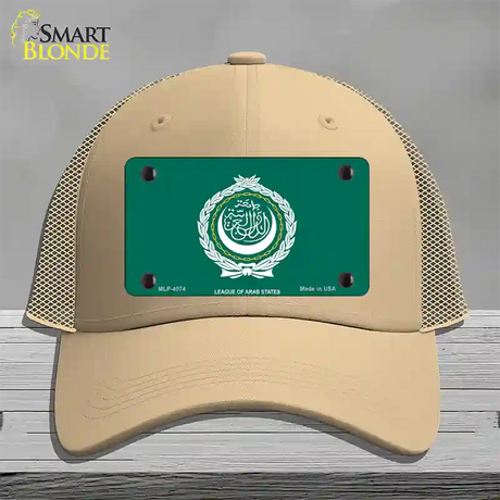 League Of Arab States Flag Novelty License Plate Hat Mesh / Khaki