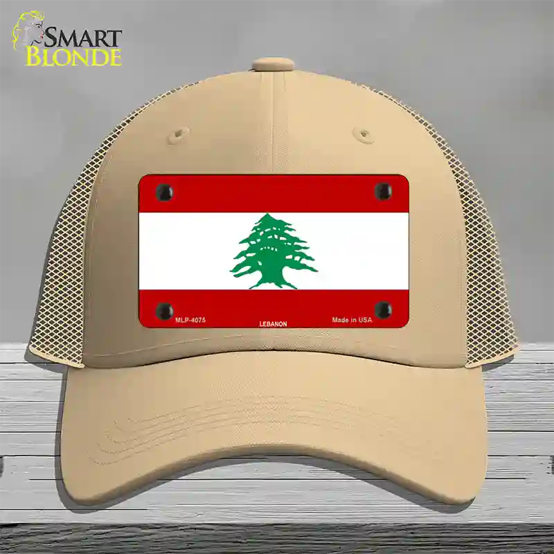 Lebanon Flag Novelty License Plate Hat Mesh / Khaki