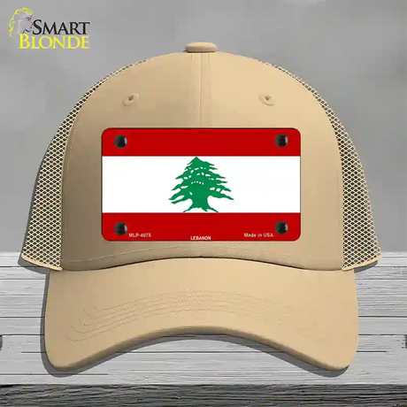 Lebanon Flag Novelty License Plate Hat Mesh / Khaki