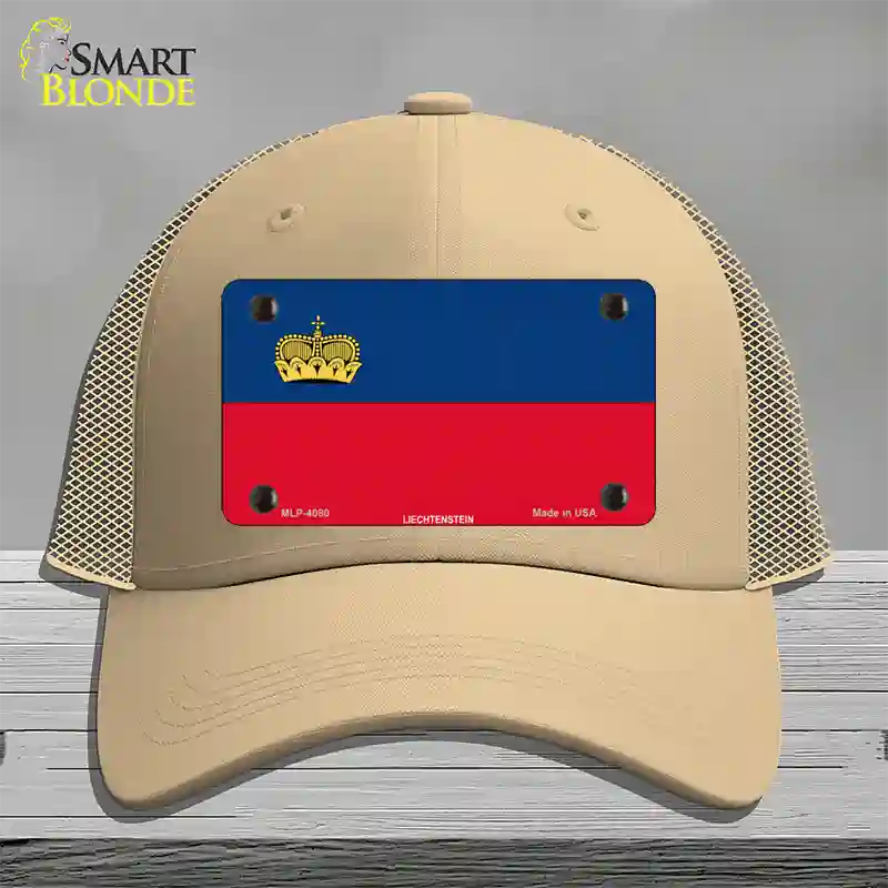 Liechtenstein Flag Novelty License Plate Hat Mesh / Khaki