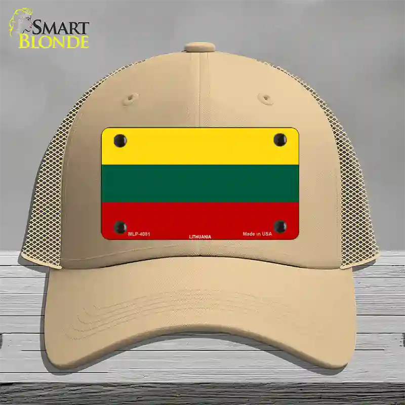 Lithuania Flag Novelty License Plate Hat Mesh / Khaki