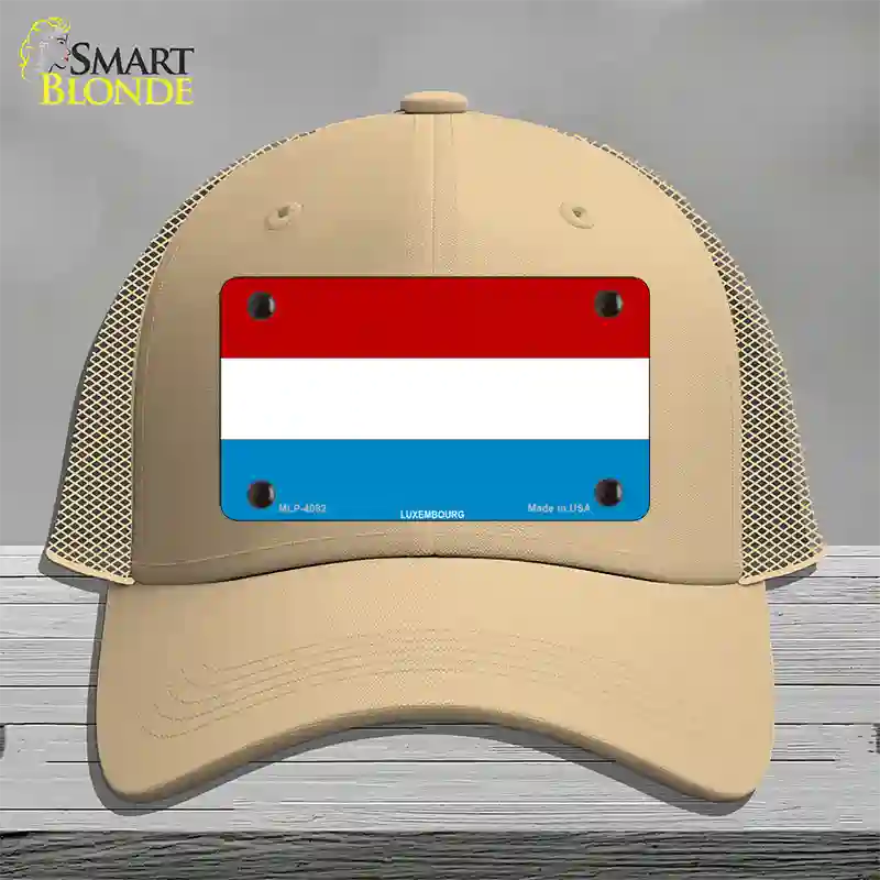 Luxembourg Flag Novelty License Plate Hat Mesh / Khaki