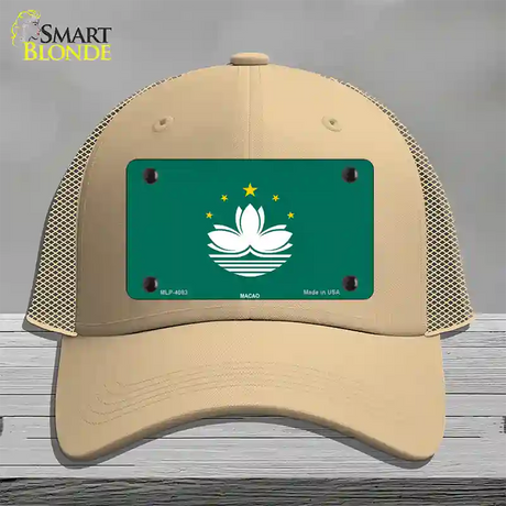 Macao Flag Novelty License Plate Hat Mesh / Khaki