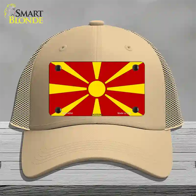 Macedonia Flag Novelty License Plate Hat Mesh / Khaki