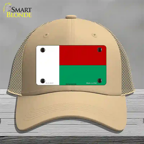 Madagascar Flag Novelty License Plate Hat Mesh / Khaki