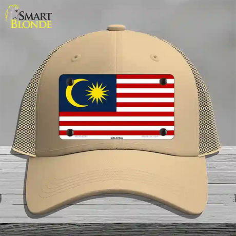 Malaysia Flag Novelty License Plate Hat Mesh / Khaki