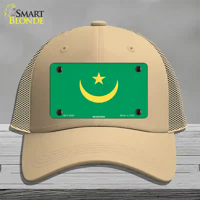 Mauritania Flag Novelty License Plate Hat Mesh / Khaki