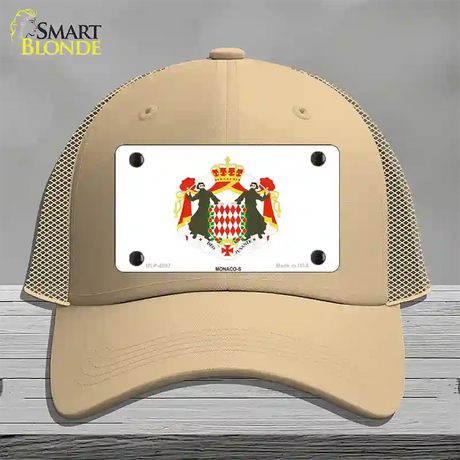 Monaco-S Flag Novelty License Plate Hat Mesh / Khaki