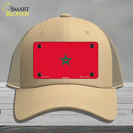 Morocco Flag Novelty License Plate Hat Mesh / Khaki