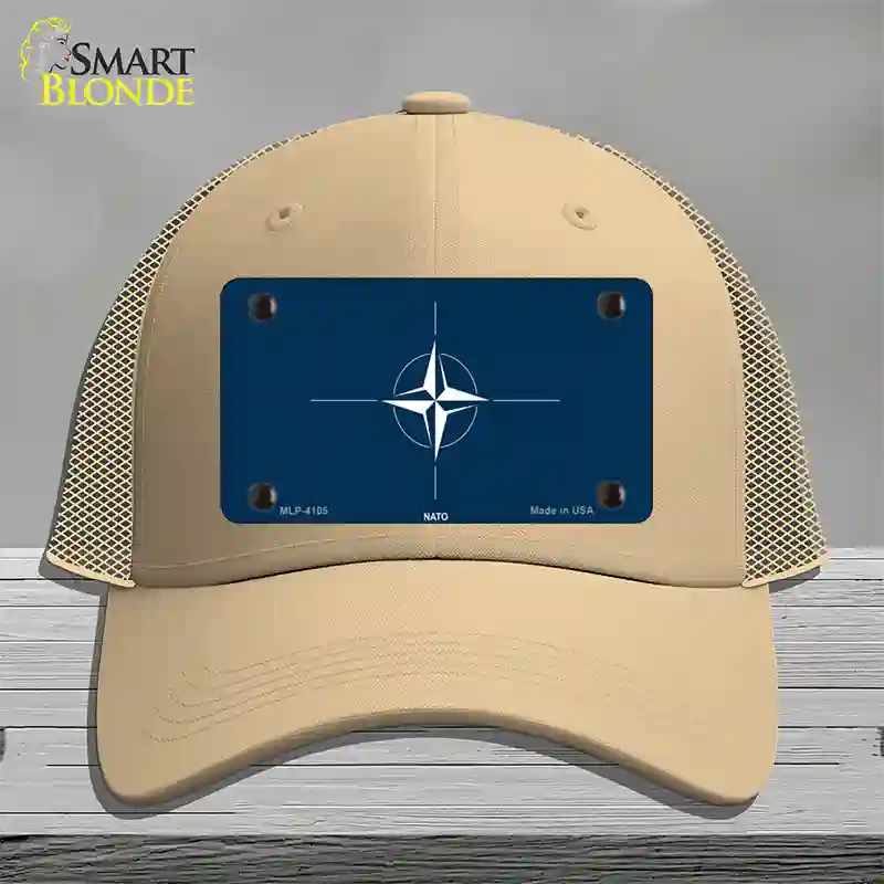 Nato Flag Novelty License Plate Hat Mesh / Khaki