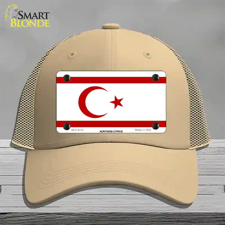 Northern Cyprus Flag Novelty License Plate Hat Mesh / Khaki