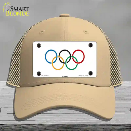 Olympic Flag Novelty License Plate Hat Mesh / Khaki