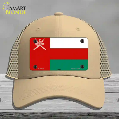 Oman Flag Novelty License Plate Hat Mesh / Khaki