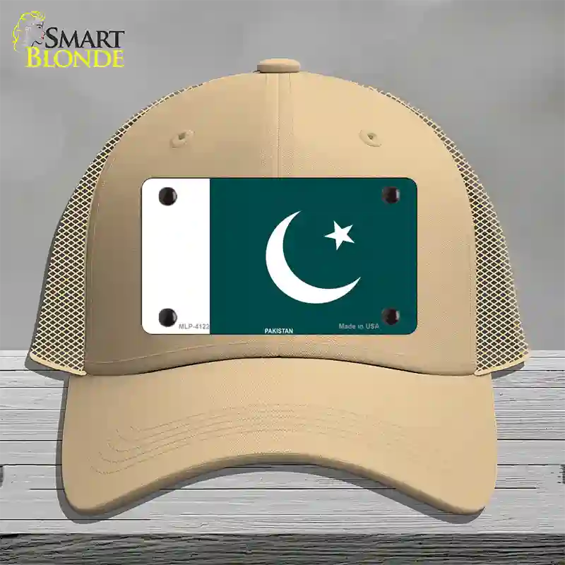 Pakistan Flag Novelty License Plate Hat Mesh / Khaki