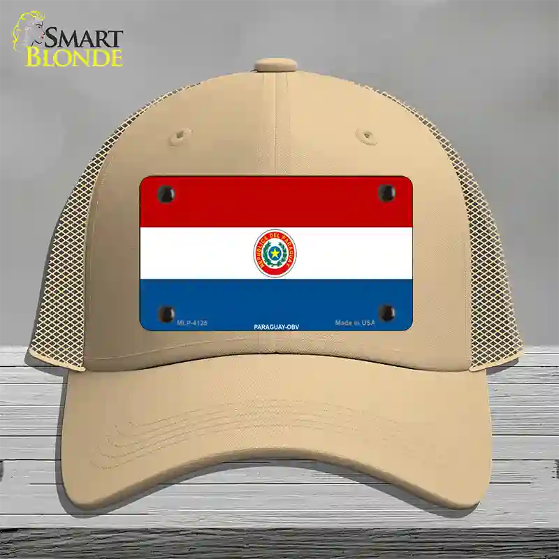 Paraguay-OBV Flag Novelty License Plate Hat Mesh / Khaki