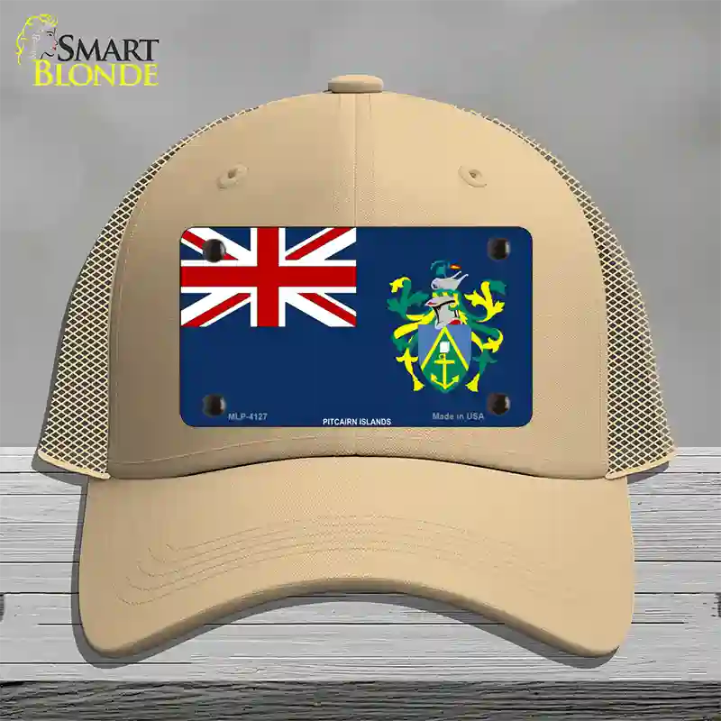 Pitcairn Islands Flag Novelty License Plate Hat Mesh / Khaki