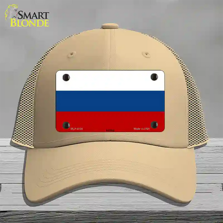 Russia Flag Novelty License Plate Hat Mesh / Khaki