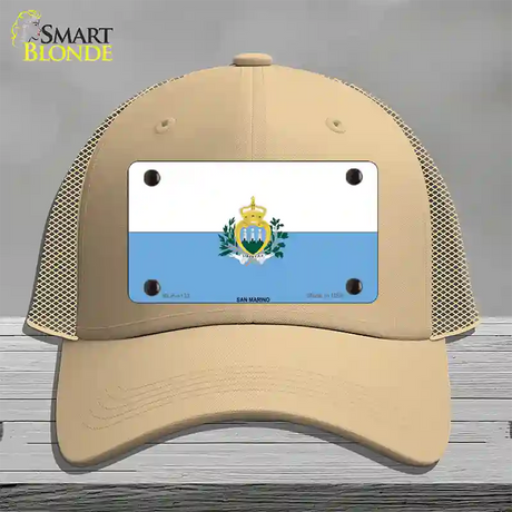 San Marino Flag Novelty License Plate Hat Mesh / Khaki