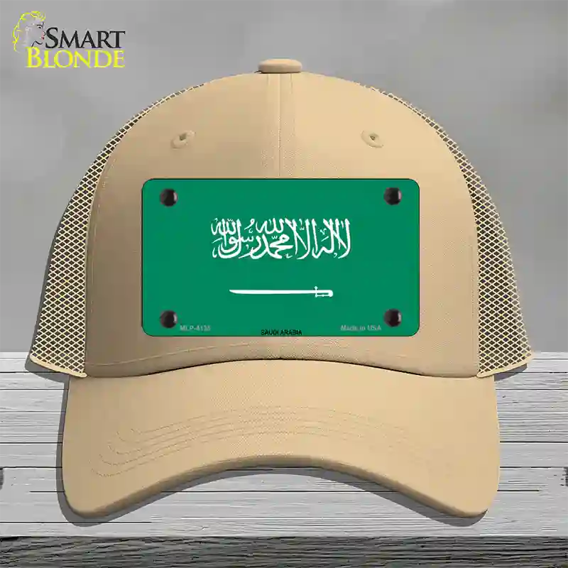 Saudi Arabia Flag Novelty License Plate Hat Mesh / Khaki