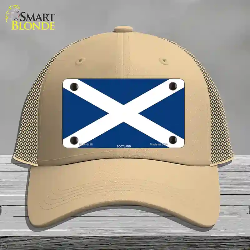 Scotland Flag Novelty License Plate Hat Mesh / Khaki