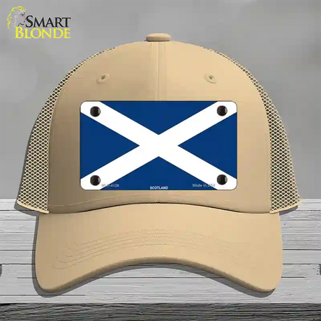 Scotland Flag Novelty License Plate Hat Mesh / Khaki