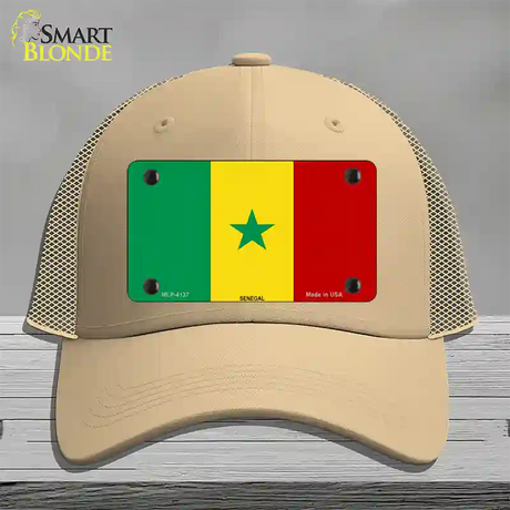 Senegal Flag Novelty License Plate Hat Mesh / Khaki