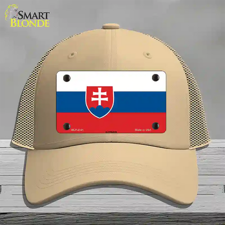 Slovakia Flag Novelty License Plate Hat Mesh / Khaki