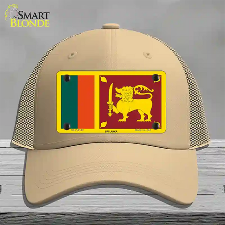 Sri Lanka Flag Novelty License Plate Hat Mesh / Khaki