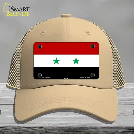 Syria Flag Novelty License Plate Hat Mesh / Khaki