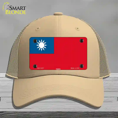 Taiwan Flag Novelty License Plate Hat Mesh / Khaki