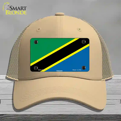 Tanzania Flag Novelty License Plate Hat Mesh / Khaki