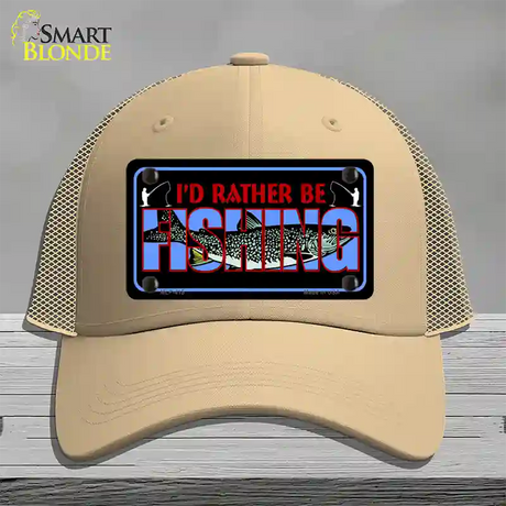 Rather Be Fishing Novelty License Plate Hat Mesh / Khaki