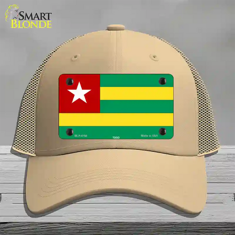 Togo Flag Novelty License Plate Hat Mesh / Khaki