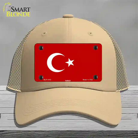 Turkey Flag Novelty License Plate Hat Mesh / Khaki