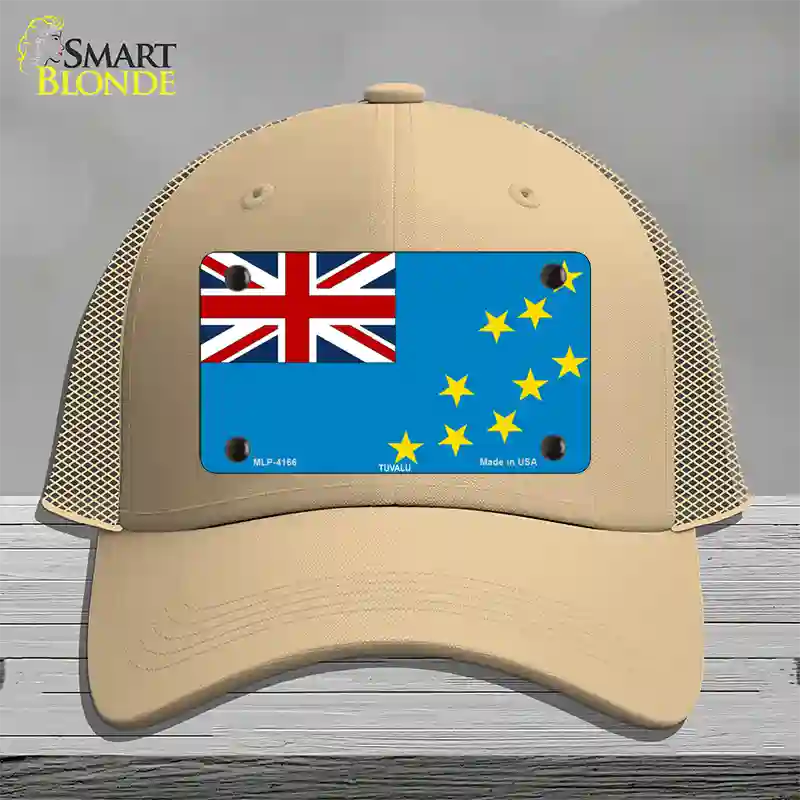 Tuvalu Flag Novelty License Plate Hat Mesh / Khaki