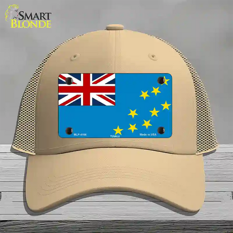 Tuvalu Flag Novelty License Plate Hat Mesh / Khaki