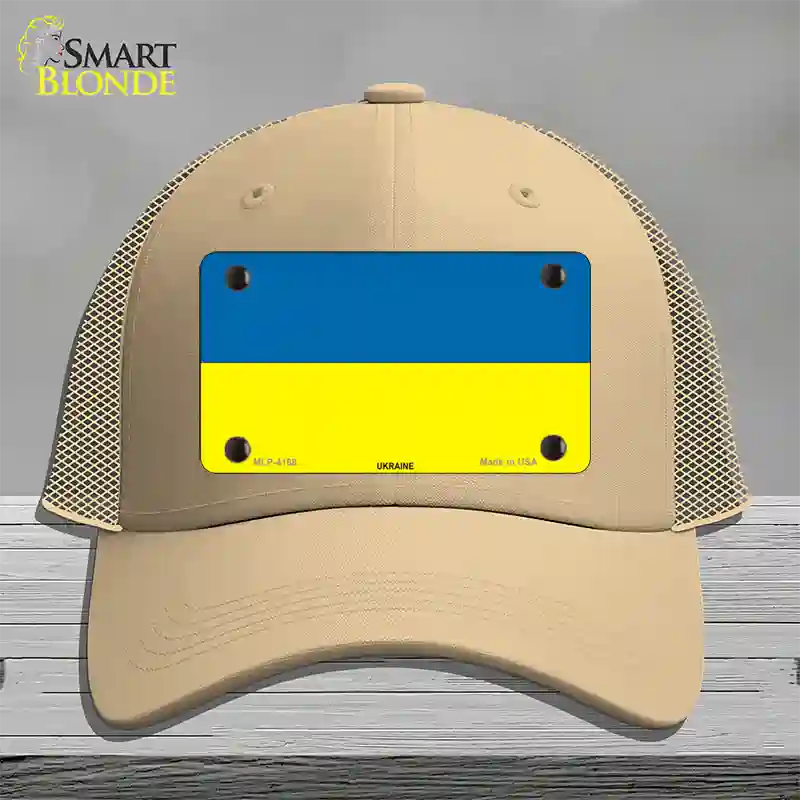 Ukraine Flag Novelty License Plate Hat Mesh / Khaki