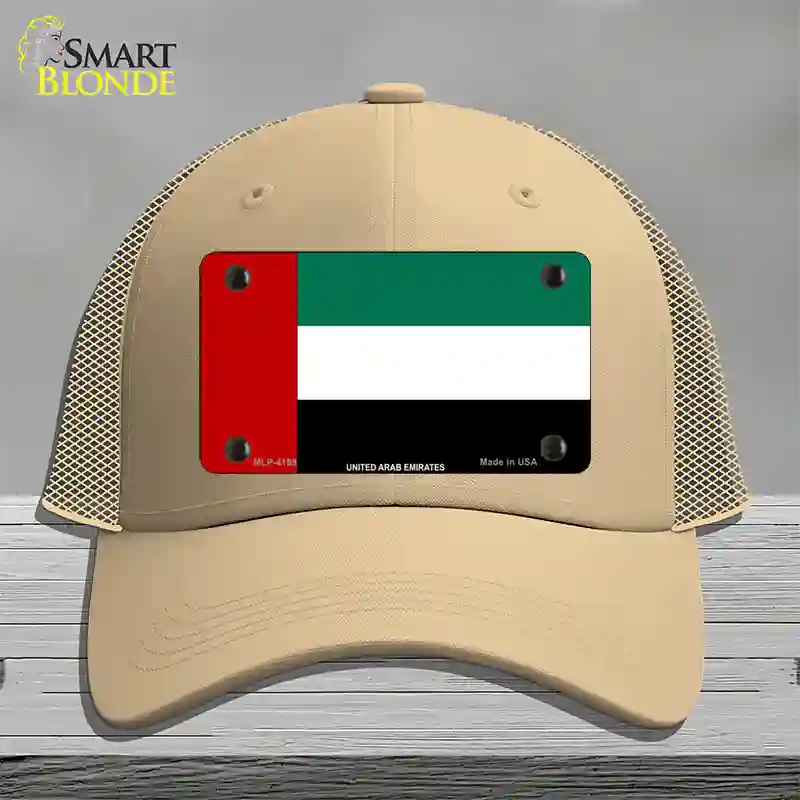 United Arab Emirates Flag Novelty License Plate Hat Mesh / Khaki