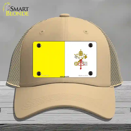 Vatican City Flag Novelty License Plate Hat Mesh / Khaki