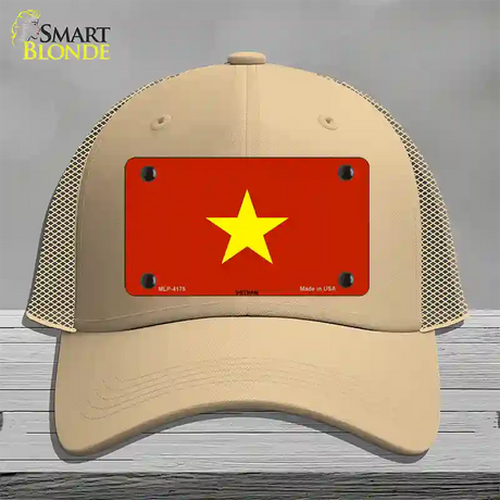 Vietnam Flag Novelty License Plate Hat Mesh / Khaki