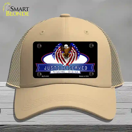 America Justice Served Novelty License Plate Hat Mesh / Khaki