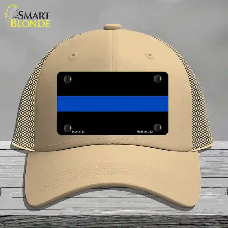 Thin Blue Line Police Novelty License Plate Hat Mesh / Khaki