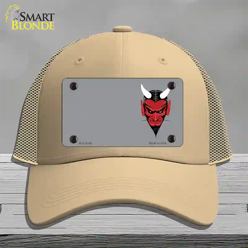 Devil Offset Novelty License Plate Hat Mesh / Khaki