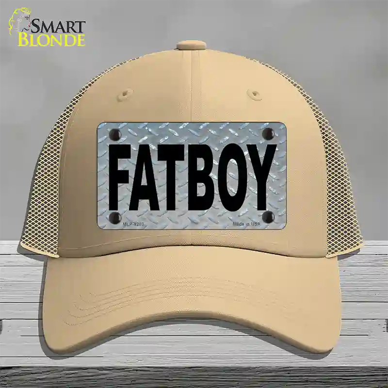 Fat Boy Diamond Novelty License Plate Hat Mesh / Khaki