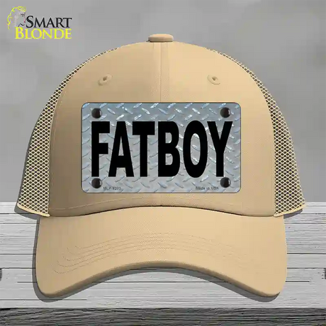 Fat Boy Diamond Novelty License Plate Hat Mesh / Khaki