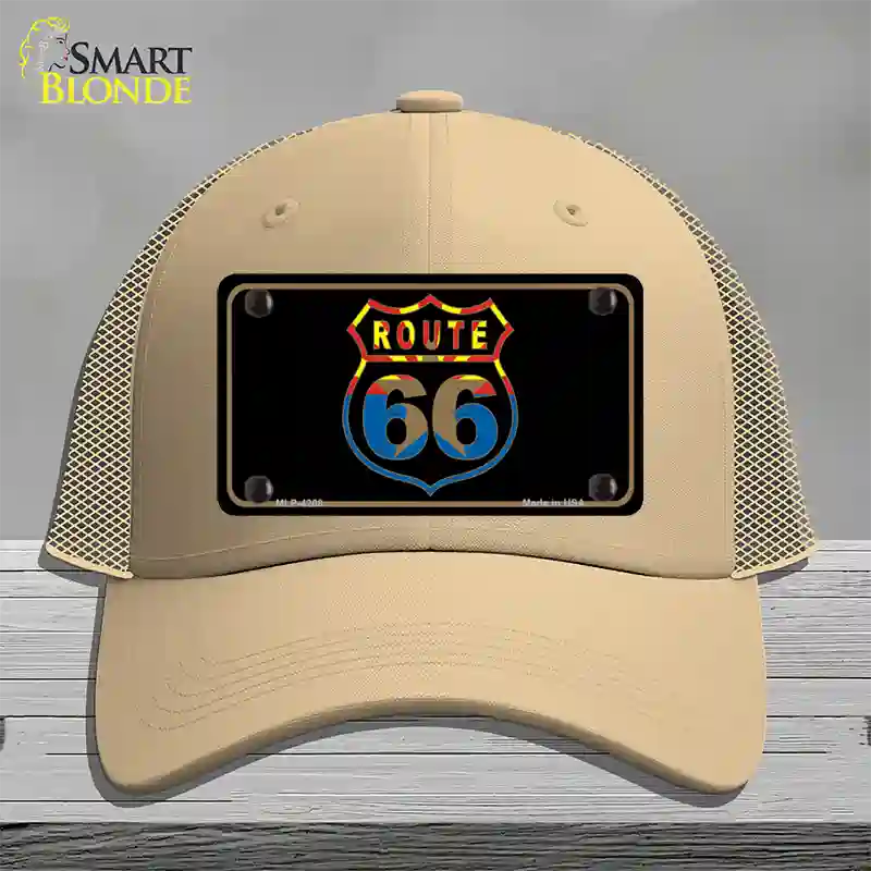 Route 66 Logo Arizona Flag Novelty License Plate Hat Mesh / Khaki